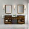 Bellshire 84" Dual Vanity Set with 24" Make-Up Counter, Honey Oak w/3 cm Charcoal Soapstone Silestone Top