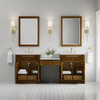 Bellshire 84" Dual Vanity Set with 24" Make-Up Counter, Honey Oak w/3 cm Ethereal Noctis Silestone Top