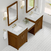 Bellshire 84" Dual Vanity Set with 24" Make-Up Counter, Honey Oak w/3 cm Ethereal Noctis Silestone Top