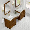 Bellshire 84" Dual Vanity Set with 24" Make-Up Counter, Honey Oak w/3 cm Lime Delight Silestone Top