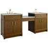 Bellshire 84" Dual Vanity Set with 24" Make-Up Counter, Honey Oak w/3 cm Lime Delight Silestone Top