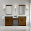 Bellshire 84" Dual Vanity Set with 24" Make-Up Counter, Honey Oak w/3 cm Parisien Bleu Silestone Top