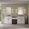 Bellshire 96" Dual Vanity Set with 24" Make-Up Counter, Bright White w/3 cm Eternal Jasmine Pearl Silestone Top