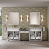 Bellshire 96" Dual Vanity Set with 24" Make-Up Counter, Bright White w/3 cm Eternal Jasmine Pearl Silestone Top