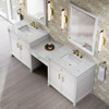 Bellshire 96" Dual Vanity Set with 24" Make-Up Counter, Bright White w/3 cm Ethereal Noctis Silestone Top