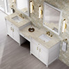 Bellshire 96" Dual Vanity Set with 24" Make-Up Counter, Bright White w/3 cm Tajnar Eclos Top