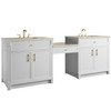 Bellshire 96" Dual Vanity Set with 24" Make-Up Counter, Bright White w/3 cm Tajnar Eclos Top