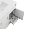 Bellshire 96" Dual Vanity Set with 24" Make-Up Counter, Bright White w/3 cm White Zeus Silestone Top