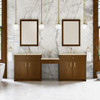 Bellshire 96" Dual Vanity Set with 24" Make-Up Counter, Honey Oak w/3 cm Tajnar Eclos Top