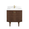 Amberly 30" Single Vanity, Mid-Century Walnut w/ Single Hole 3 CM White Zeus Top & Backsplash