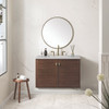 Amberly 36" Single Vanity, Mid-Century Walnut w/ 3 CM Victorian Silver Top