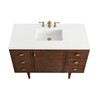 Amberly 48" Single Vanity, Mid-Century Walnut w/ 3 CM White Zeus Top