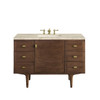Amberly 48" Single Vanity, Mid-Century Walnut, w/ 3 CM Tajnar Eclos Top w/FreePower Wireless Charger