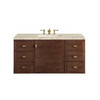 Amberly 48" Single Vanity, Mid-Century Walnut, w/ 3 CM Tajnar Eclos Top w/FreePower Wireless Charger