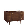 Amberly 48" Single Vanity, Mid-Century Walnut, w/ 3 CM Tajnar Eclos Top w/FreePower Wireless Charger