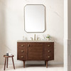 Amberly 48" Single Vanity, Mid-Century Walnut, w/ 3 CM Tajnar Eclos Top w/FreePower Wireless Charger