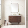 Amberly 48" Single Vanity, Mid-Century Walnut w/ 3 CM Victorian Silver Top w/FreePower Wireless Charger