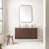 Amberly 48" Single Vanity, Mid-Century Walnut w/ 3 CM Victorian Silver Top w/FreePower Wireless Charger