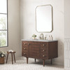 Amberly 48" Single Vanity, Mid-Century Walnut w/ 3 CM Victorian Silver Top w/FreePower Wireless Charger