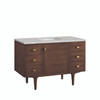 Amberly 48" Single Vanity, Mid-Century Walnut w/ 3 CM Victorian Silver Top w/FreePower Wireless Charger