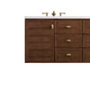 Amberly 60" Double Vanity, Mid-Century Walnut w/ Single Hole 3 CM White Zeus Top & Backsplash