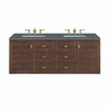 Amberly 60" Double Vanity, Mid-Century Walnut w/ 3 CM Parisien Bleu Top