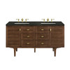 Amberly 60" Double Vanity, Mid-Century Walnut, w/ 3 CM Phantome Eclos Top