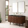 Amberly 60" Double Vanity, Mid-Century Walnut, w/ 3 CM Phantome Eclos Top