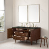 Amberly 60" Double Vanity, Mid-Century Walnut, w/ 3 CM Phantome Eclos Top