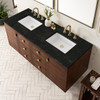 Amberly 60" Double Vanity, Mid-Century Walnut, w/ 3 CM Phantome Eclos Top