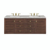 Amberly 60" Double Vanity, Mid-Century Walnut w/ 3 CM Victorian Silver Top