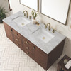 Amberly 60" Double Vanity, Mid-Century Walnut w/ 3 CM Victorian Silver Top