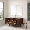 Amberly 60" Double Vanity, Mid-Century Walnut w/ 3 CM Eternal Jasmine Pearl Top w/FreePower Wireless Charger