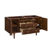 Amberly 60" Double Vanity, Mid-Century Walnut w/ 3 CM Eternal Jasmine Pearl Top w/FreePower Wireless Charger