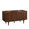 Amberly 60" Single Vanity, Mid-Century Walnut w/ Single Hole 3 CM White Zeus Top & Backsplash