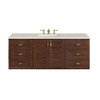 Amberly 60" Single Vanity, Mid-Century Walnut, w/ 3 CM Siberian Silestone Top