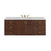 Amberly 60" Single Vanity, Mid-Century Walnut w/ 3 CM Eternal Jasmine Pearl Top w/FreePower Wireless Charger