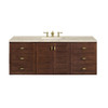 Amberly 60" Single Vanity, Mid-Century Walnut, w/ 3 CM Tajnar Eclos Top w/FreePower Wireless Charger