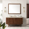 Amberly 60" Single Vanity, Mid-Century Walnut, w/ 3 CM Tajnar Eclos Top w/FreePower Wireless Charger