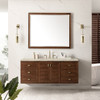 Amberly 60" Single Vanity, Mid-Century Walnut, w/ 3 CM Tajnar Eclos Top w/FreePower Wireless Charger
