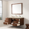 Amberly 60" Single Vanity, Mid-Century Walnut, w/ 3 CM Tajnar Eclos Top w/FreePower Wireless Charger