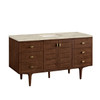 Amberly 60" Single Vanity, Mid-Century Walnut, w/ 3 CM Tajnar Eclos Top w/FreePower Wireless Charger