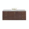 Amberly 60" Single Vanity, Mid-Century Walnut w/ 3 CM Victorian Silver Top w/FreePower Wireless Charger