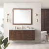 Amberly 60" Single Vanity, Mid-Century Walnut w/ 3 CM Victorian Silver Top w/FreePower Wireless Charger