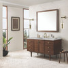 Amberly 60" Single Vanity, Mid-Century Walnut w/ 3 CM Victorian Silver Top w/FreePower Wireless Charger