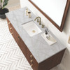 Amberly 60" Single Vanity, Mid-Century Walnut w/ 3 CM Victorian Silver Top w/FreePower Wireless Charger