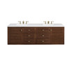 Amberly 72" Double Vanity, Mid-Century Walnut w/ 3 CM White Zeus Top