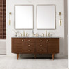 Amberly 72" Double Vanity, Mid-Century Walnut w/ 3 CM Ethereal Noctis Top w/FreePower Wireless Charger