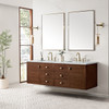 Amberly 72" Double Vanity, Mid-Century Walnut w/ 3 CM Ethereal Noctis Top w/FreePower Wireless Charger