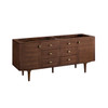 Amberly 72" Double Vanity, Mid-Century Walnut w/ 3 CM Ethereal Noctis Top w/FreePower Wireless Charger